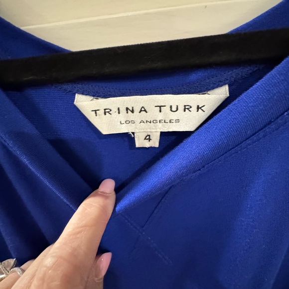 Trina Turk sz 4 Royal Blue Boat Neck Drop Waist Drawstring Tie Knit Dress - Picture 2 of 3